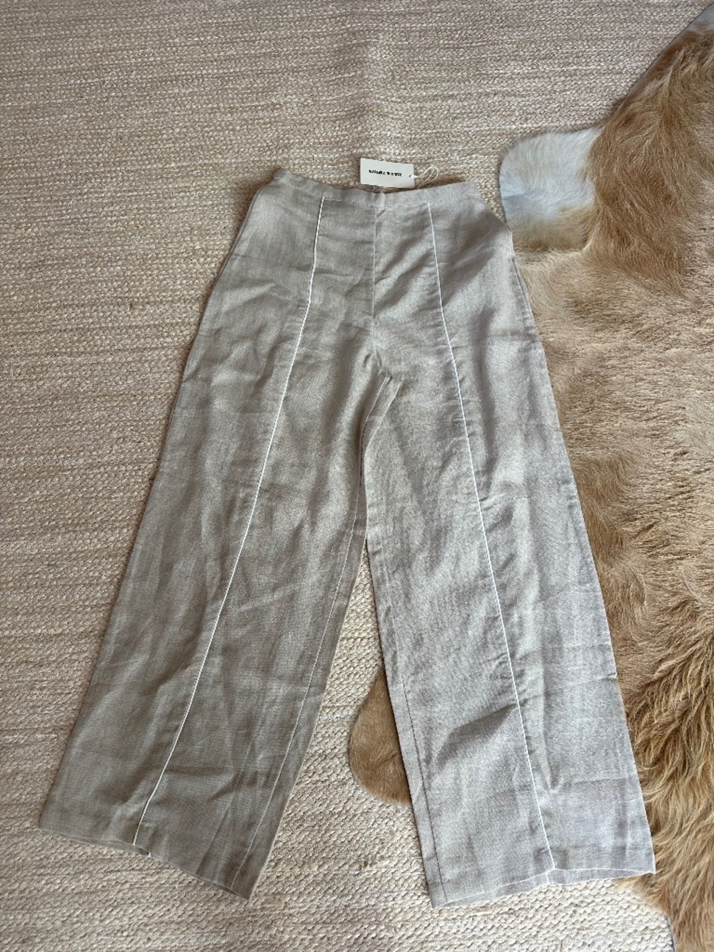 Zulu & Zephur Contrast Piping Linen Pants